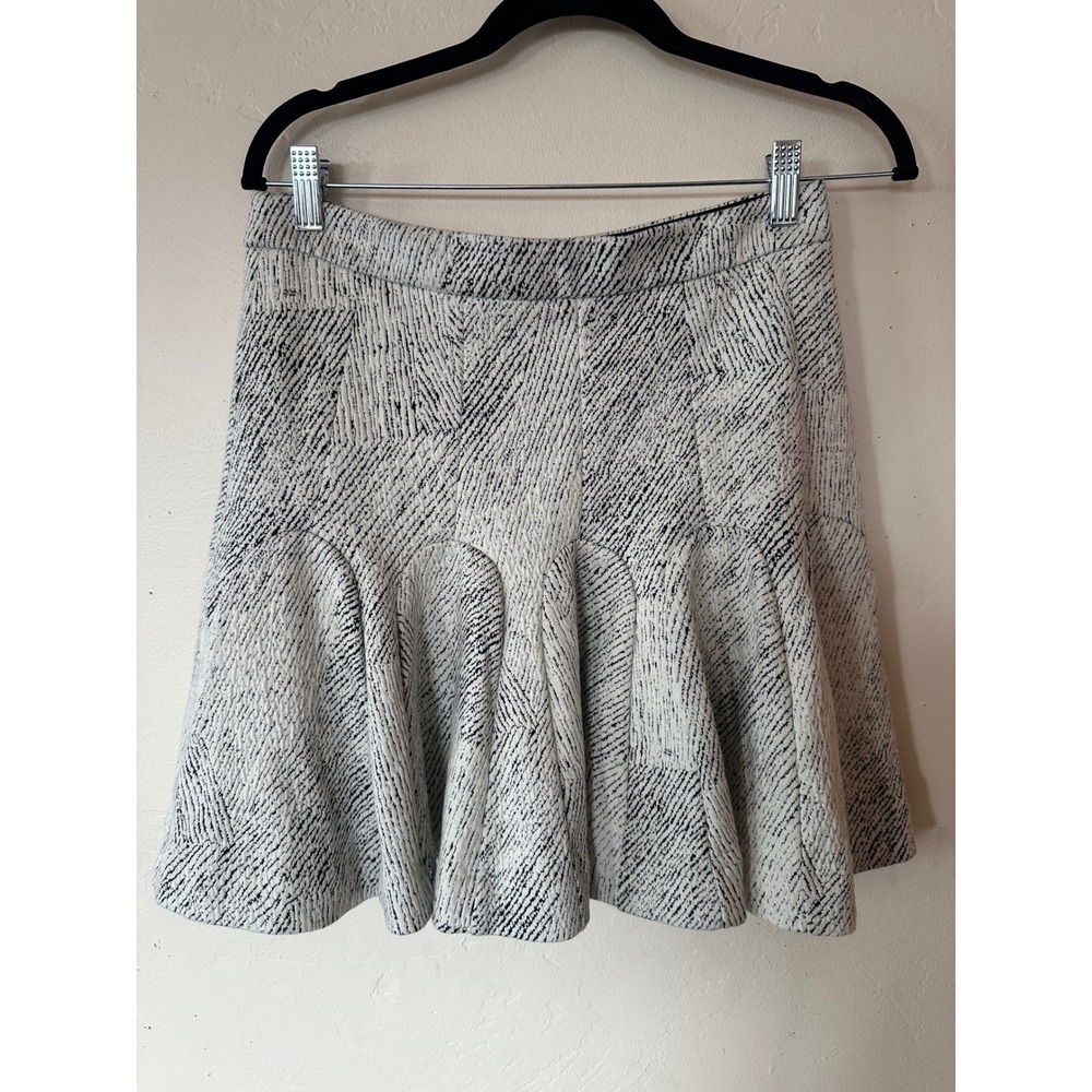 Banana Republic Black White Textured Jacquard Fit Flare Mini Skirt 4 NWT